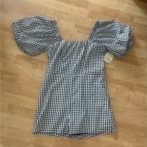 Altarid state Black white checkered Romper woman’s size Large NWT